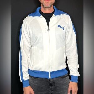 PUMA, White, with Blue Accents, Full Zip-Up, Size XL